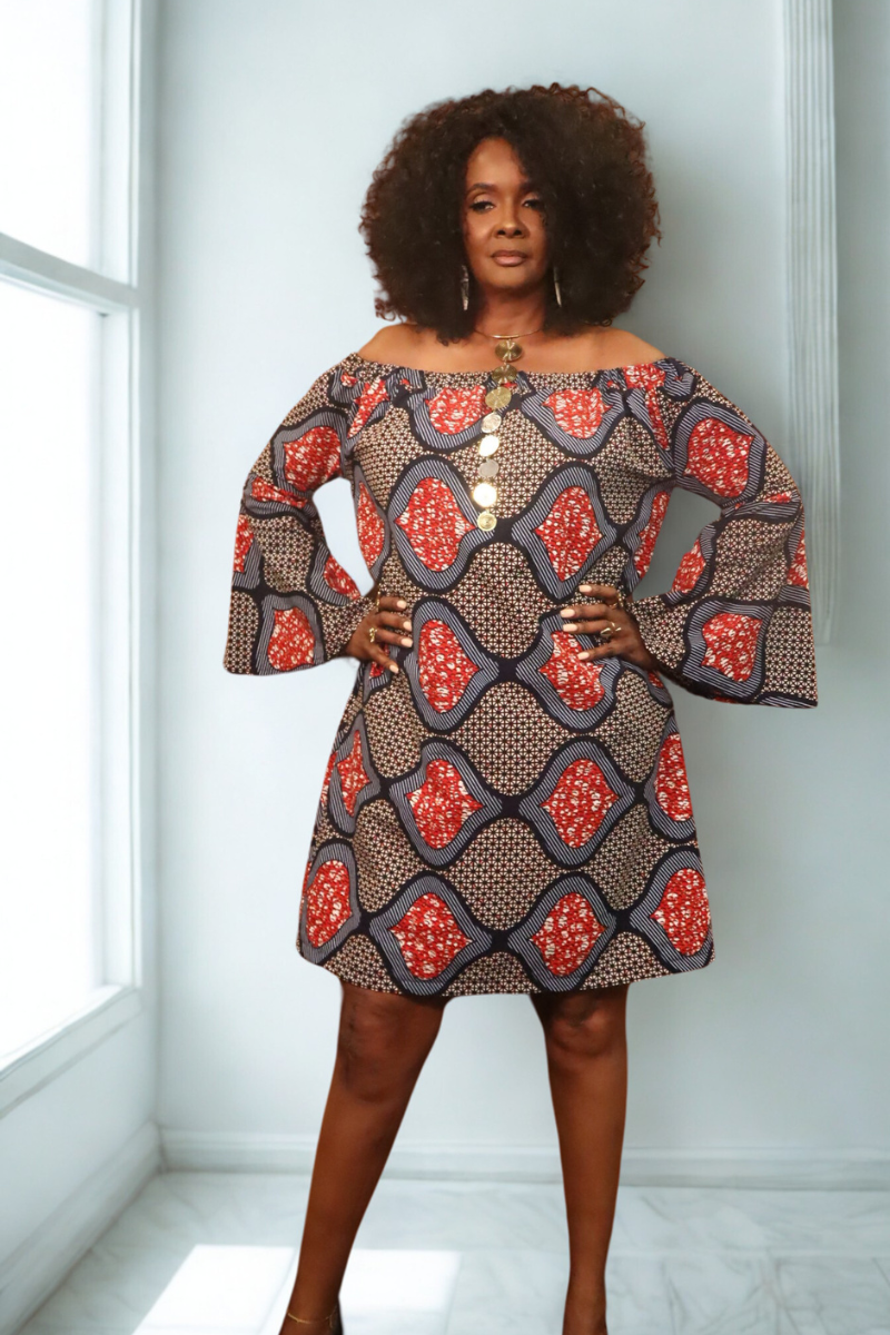 Adwoa Off-Shoulder Midi Dress – Made in Ghana