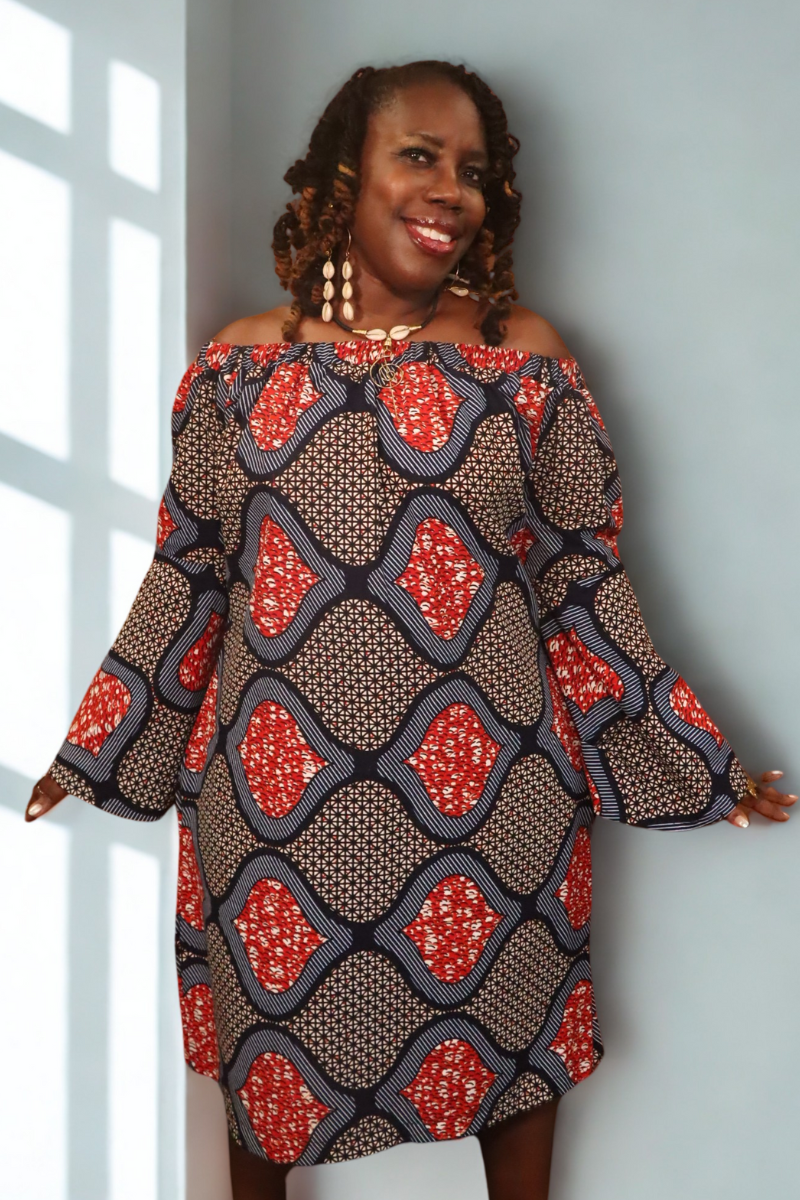 Adwoa Off-Shoulder Midi Dress – Made in Ghana