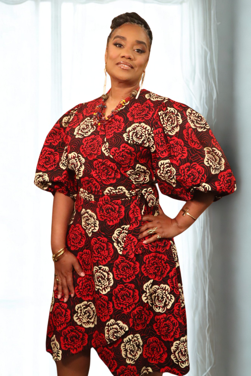 Bold Bloom Wrap Dress – Ankara Elegance