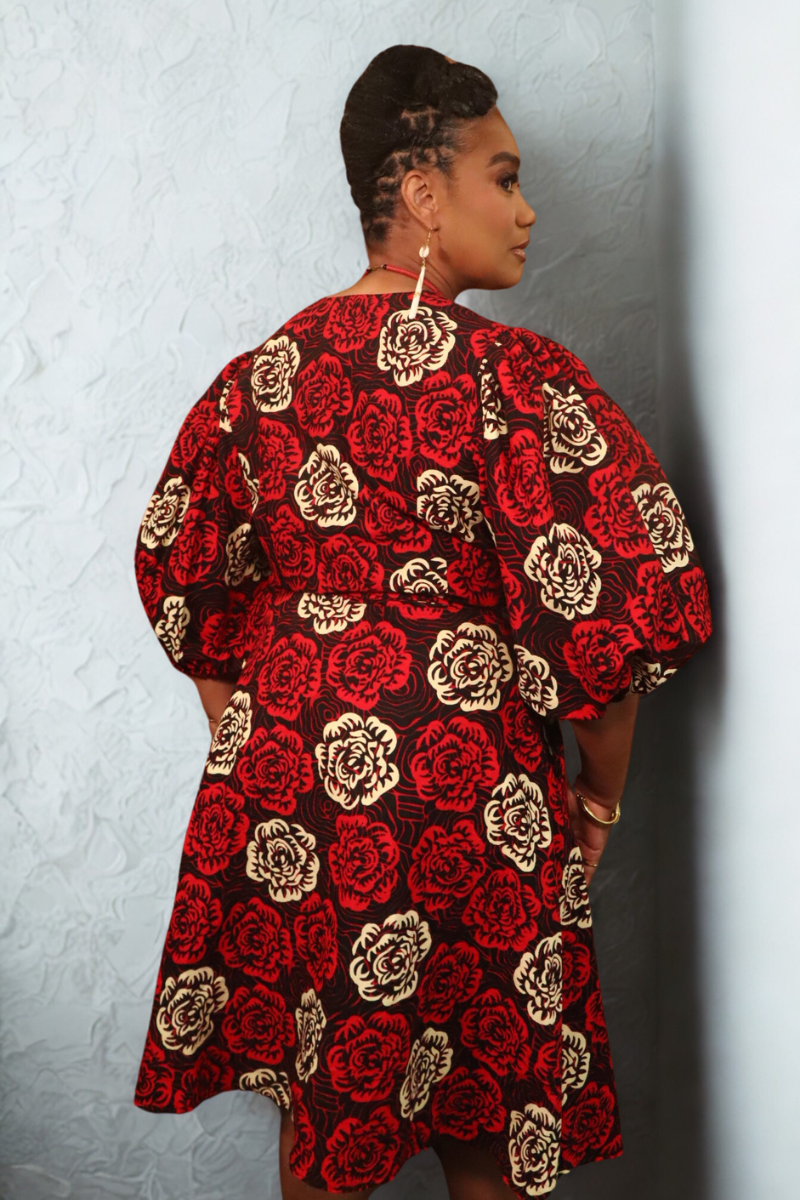 Bold Bloom Wrap Dress – Ankara Elegance