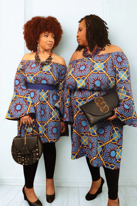 Nia Off-Shoulder Sunburst Dress – Made in Ghana