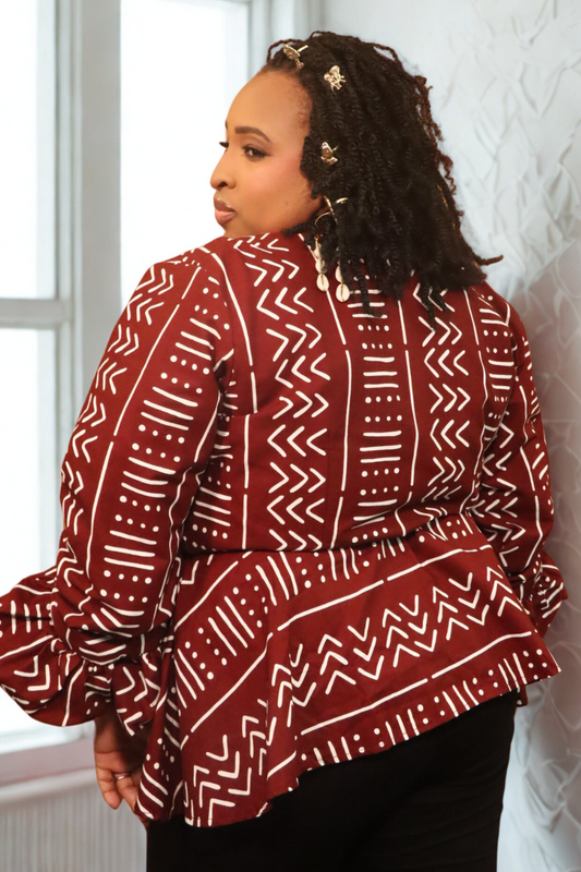 Sankofa Wrap Top – Bold in Burgundy