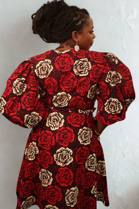 Bold Bloom Wrap Dress – Ankara Elegance