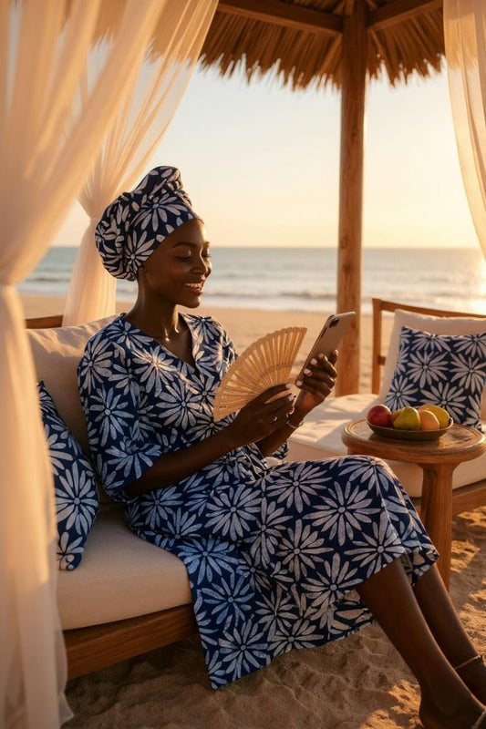 Blue Royalty Batik Wrap Dress