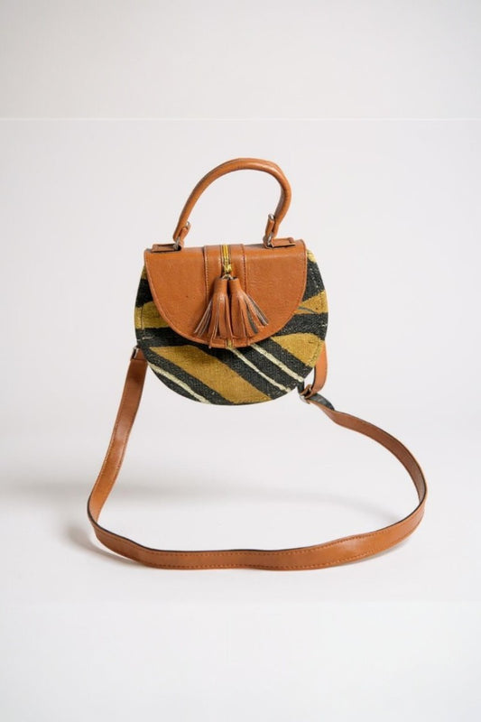 Handmade Ghanaian Mud Cloth and Leather Handbag – A Blend of Tradition and Style