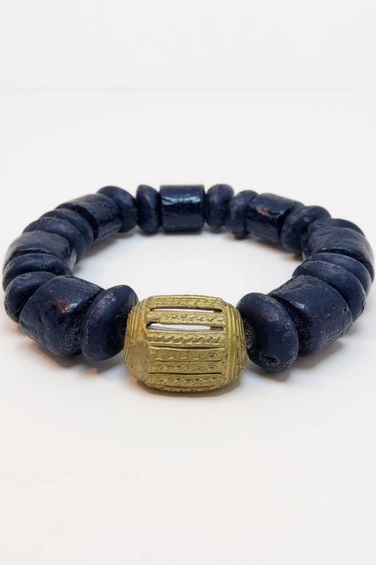 Bold, Black and Gold Large Bead Bracelet
