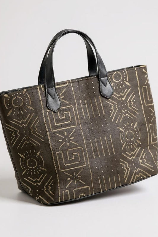Handmade Ghanaian Mud Cloth Tote Bag (Black)