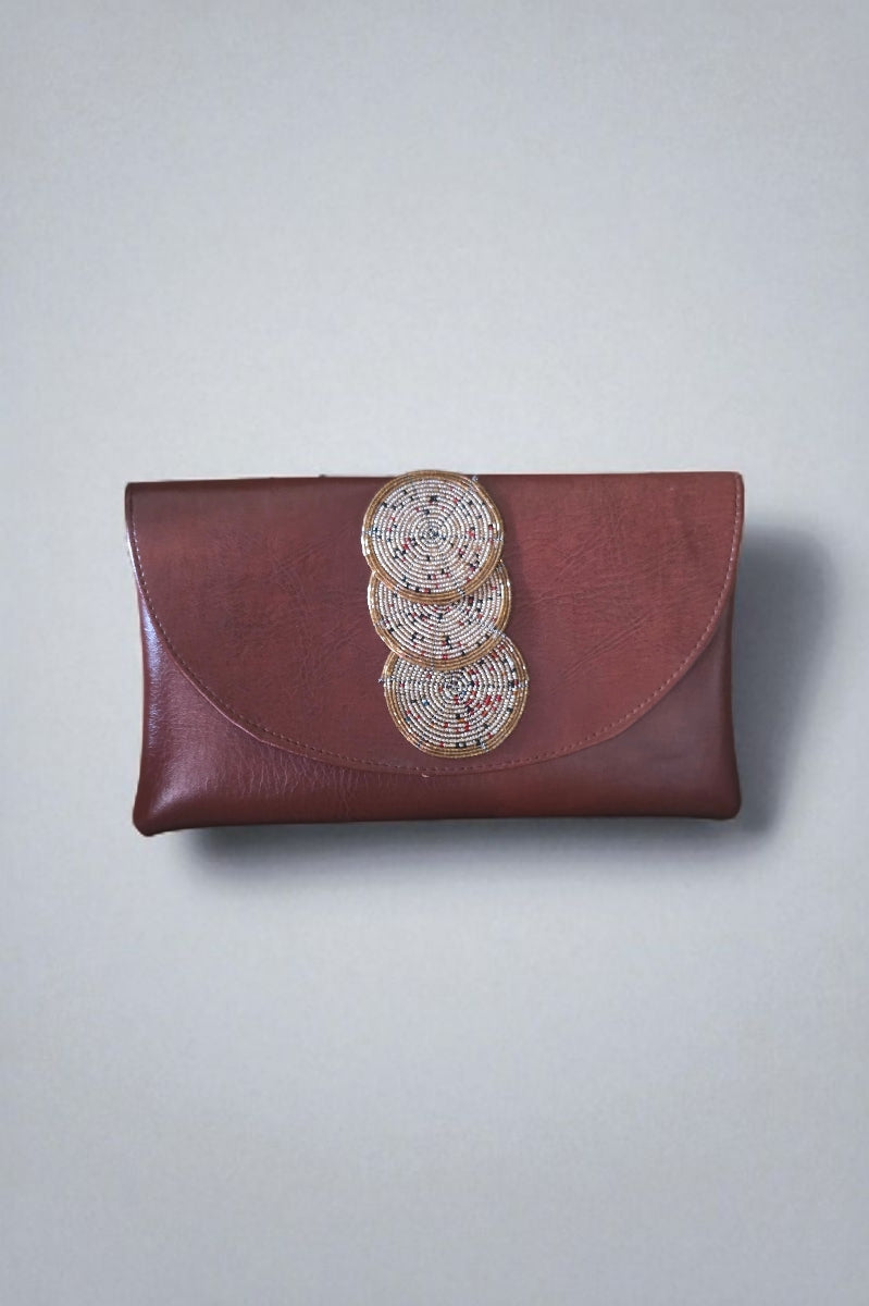 Maasai Beadwork Leather Clutch Bag – Handcrafted in Kenya