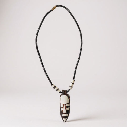 Hand-Carved Kenyan Mask Necklace