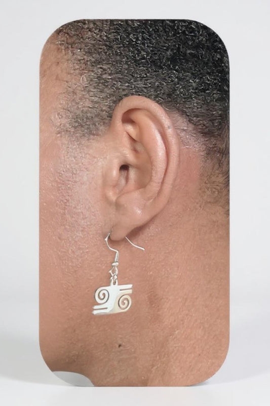 KWATAKYE ATIKO ADINKRA EARRINGS IN GOLD-PLATED AND STAINLESS STEEL