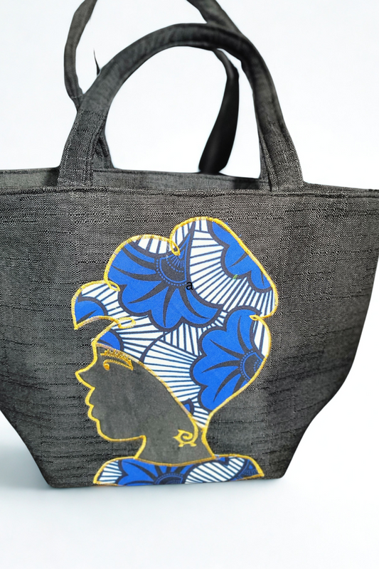 Ghanaian Ankara Blue and White Print Canvas Tote Bag – Bold, Stylish & Culturally Inspired