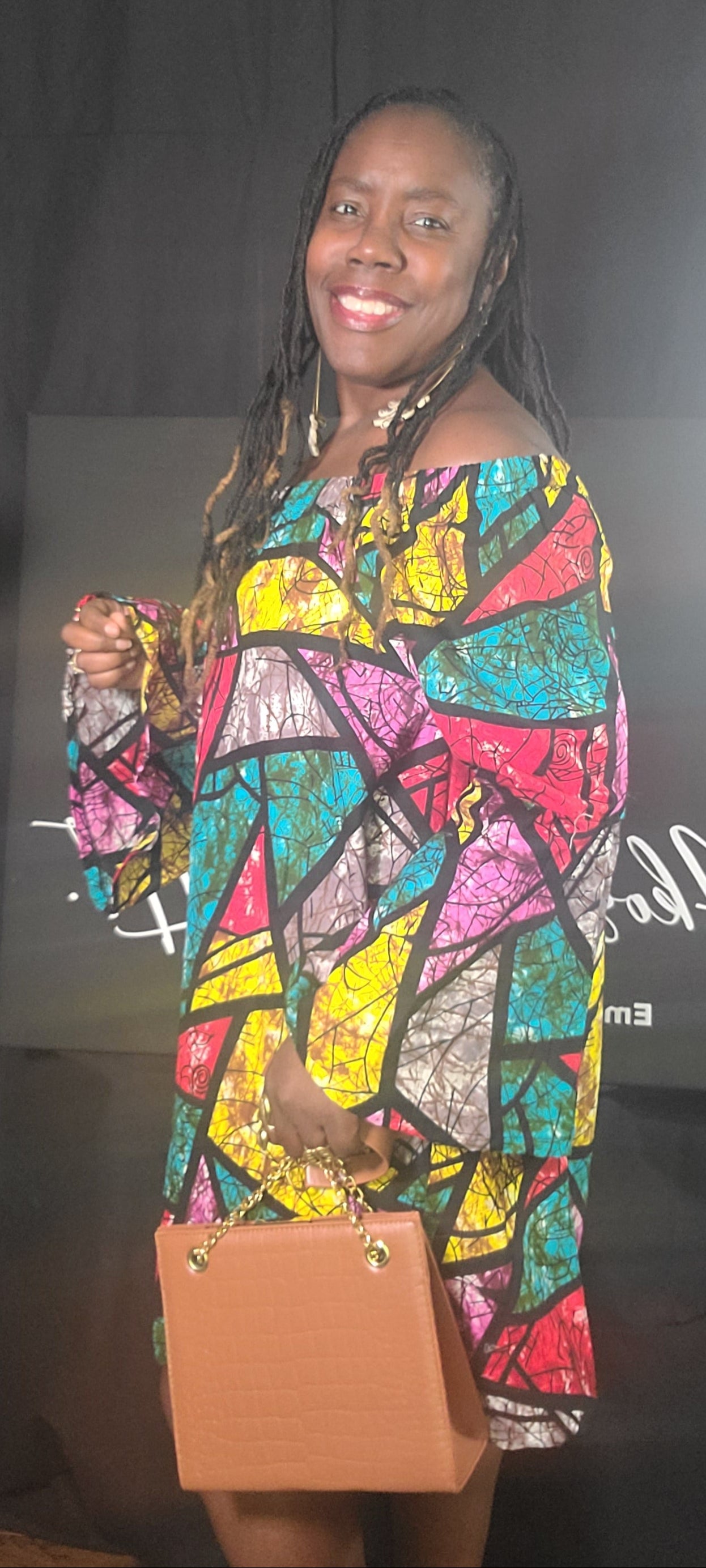 Radiant Mosaic Off-Shoulder Dress - Made in Ghana
