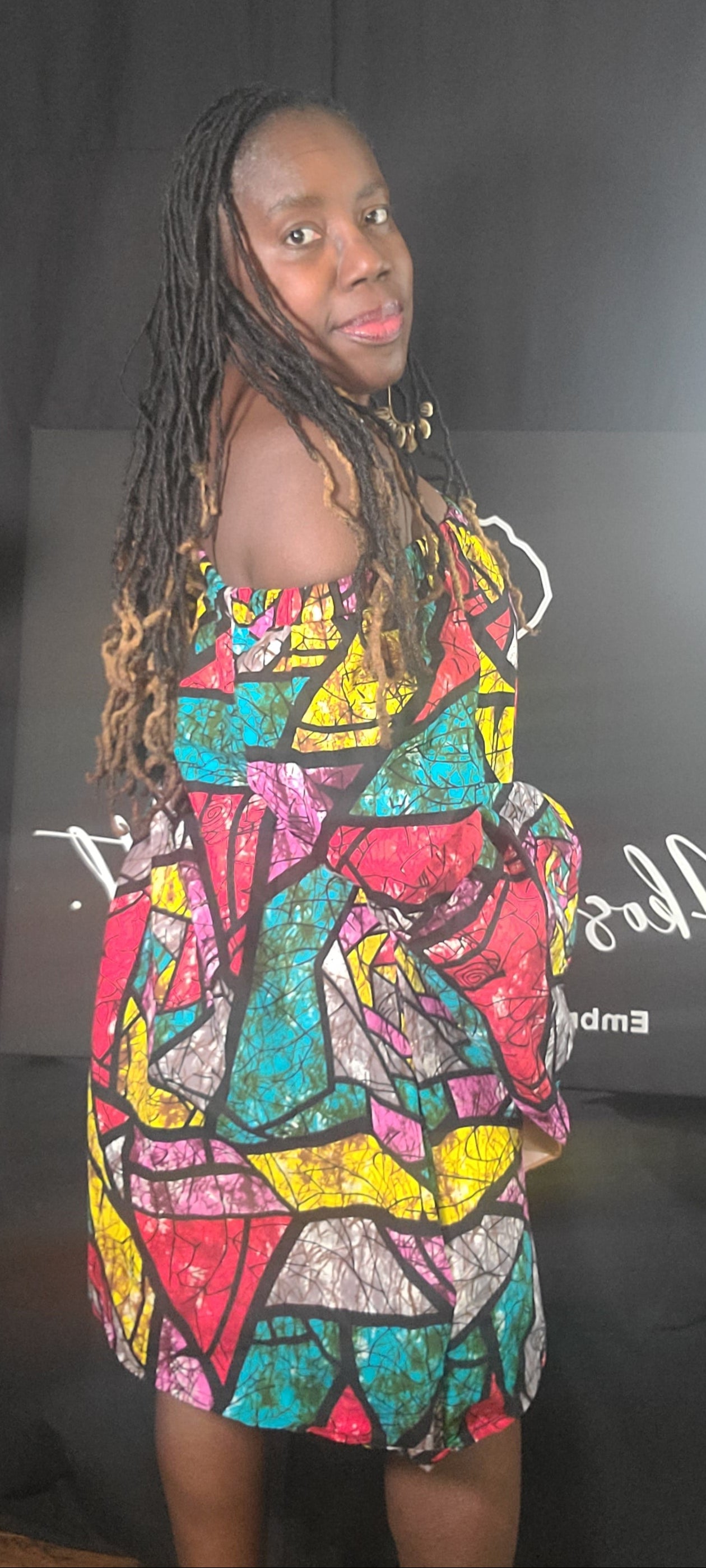 Radiant Mosaic Off-Shoulder Dress - Made in Ghana