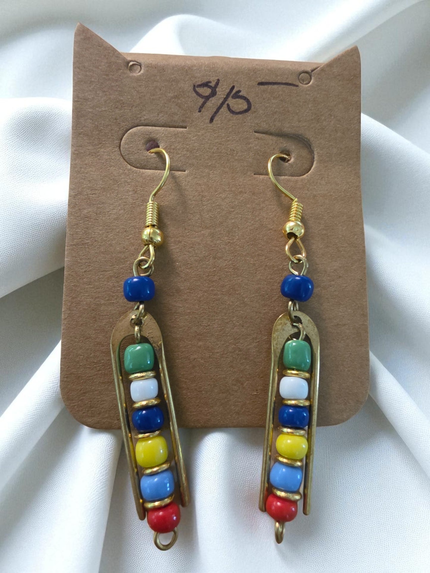 Kenyan Brass and Bead Earrings