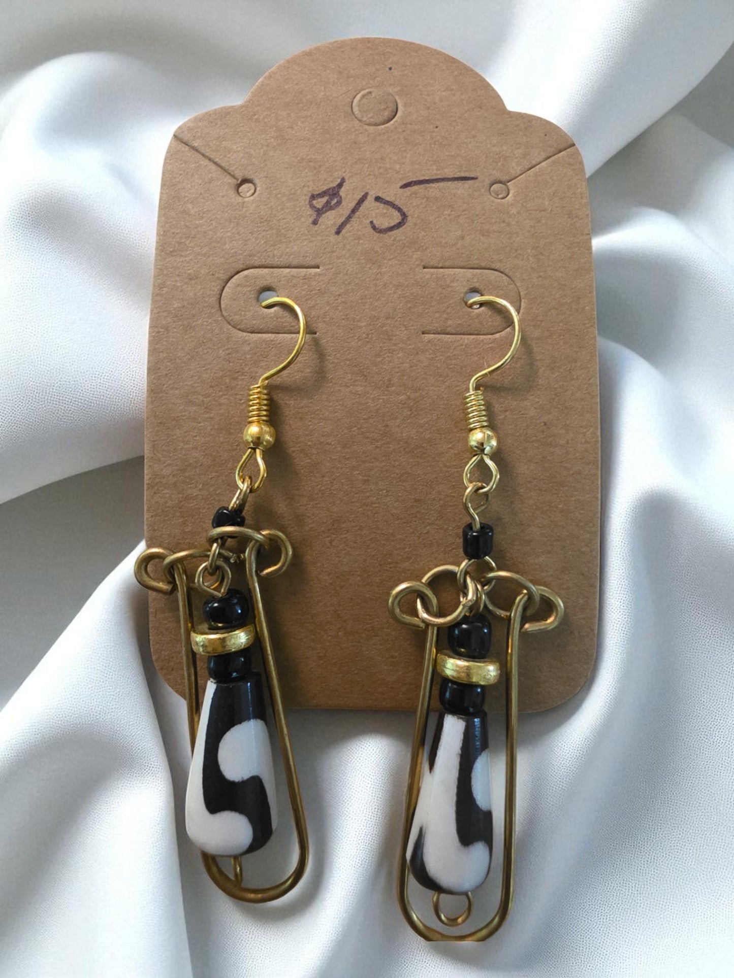 Kenyan Brass and Bead Earrings