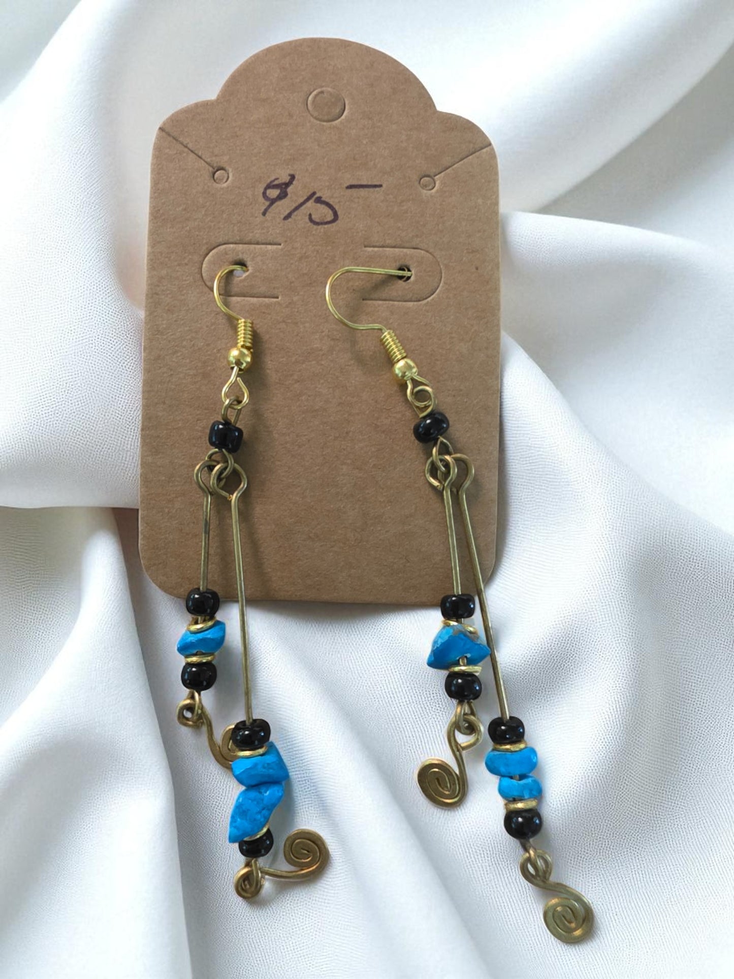Kenyan Brass and Bead Earrings