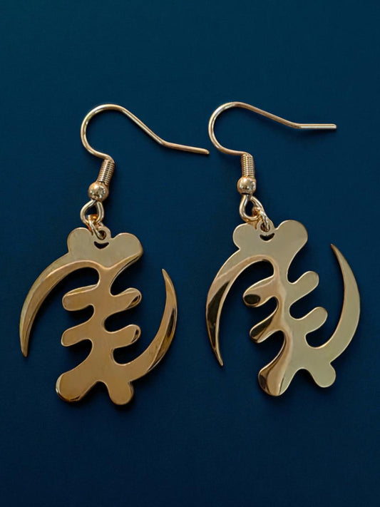 Gold-Plated Stainless Steel Gye Nyame Earrings