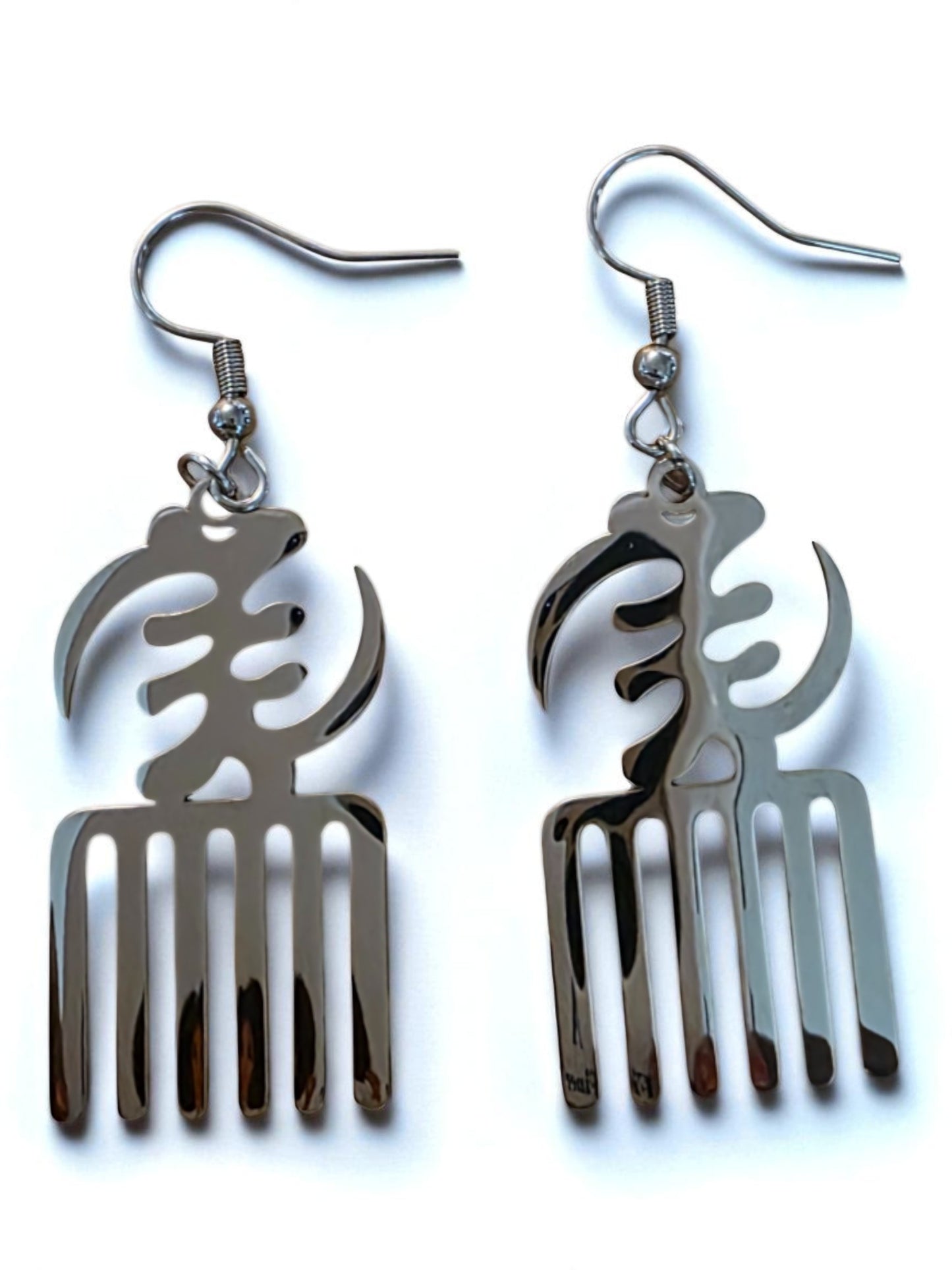 Duafe Adinkra Gold Comb with Gye Nyame Earrings