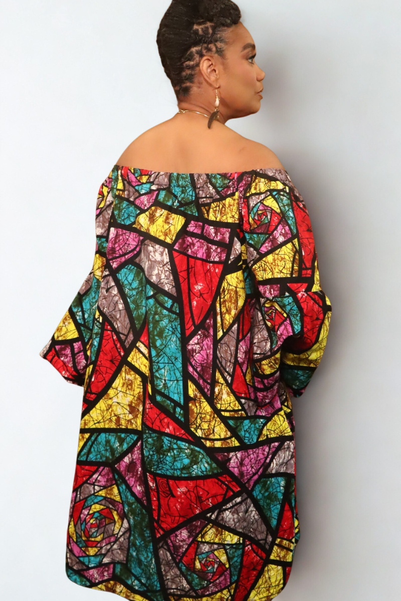 Radiant Mosaic Off-Shoulder Dress - Made in Ghana