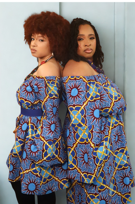 Nia Off-Shoulder Sunburst Dress – Made in Ghana