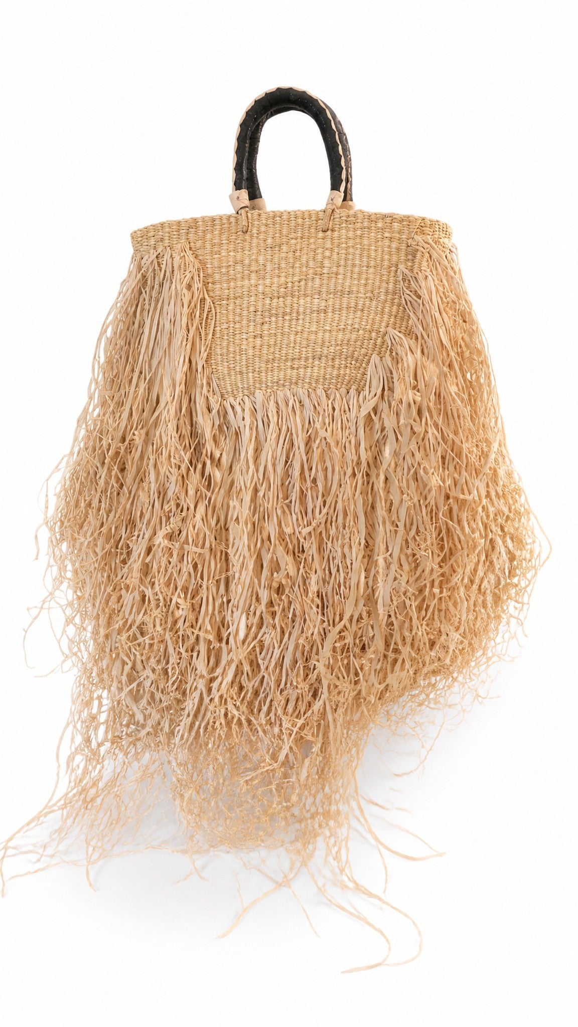 Natural Raffia Fringe Beach Tote