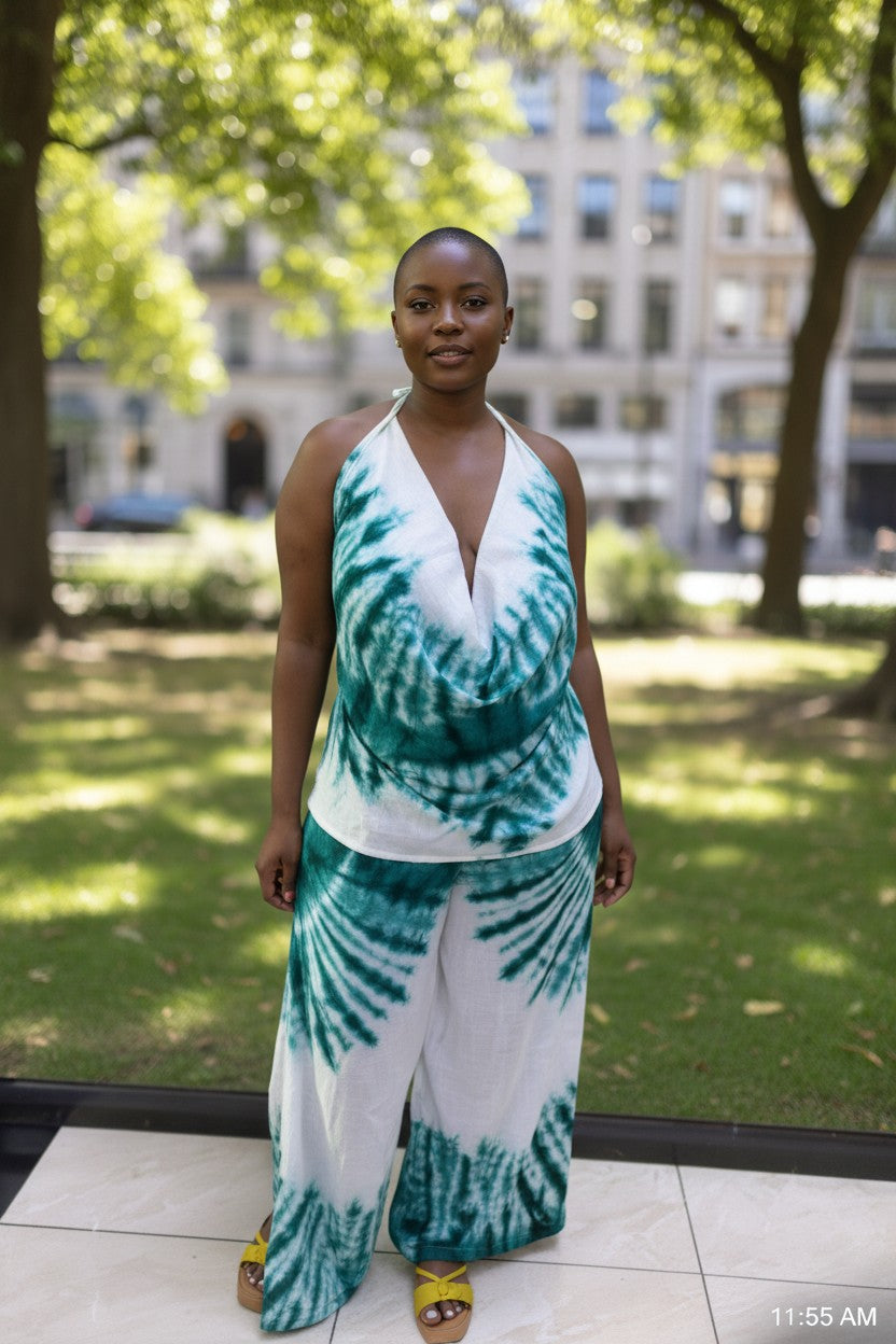 Kenyan Batik Two-Piece Pant Set