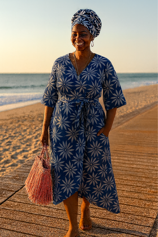 Blue Royalty Batik Wrap Dress