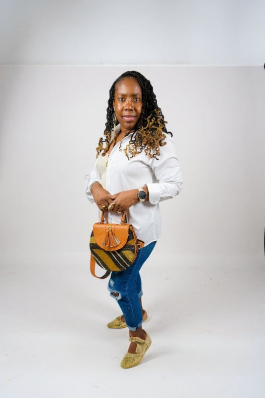 Handmade Ghanaian Mud Cloth and Leather Handbag – A Blend of Tradition and Style