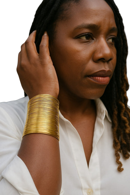 Zuri Gold Wire Cuff – Handcrafted Kenyan Statement Bracelet