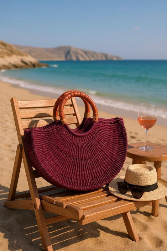 Raffia shopper handbag