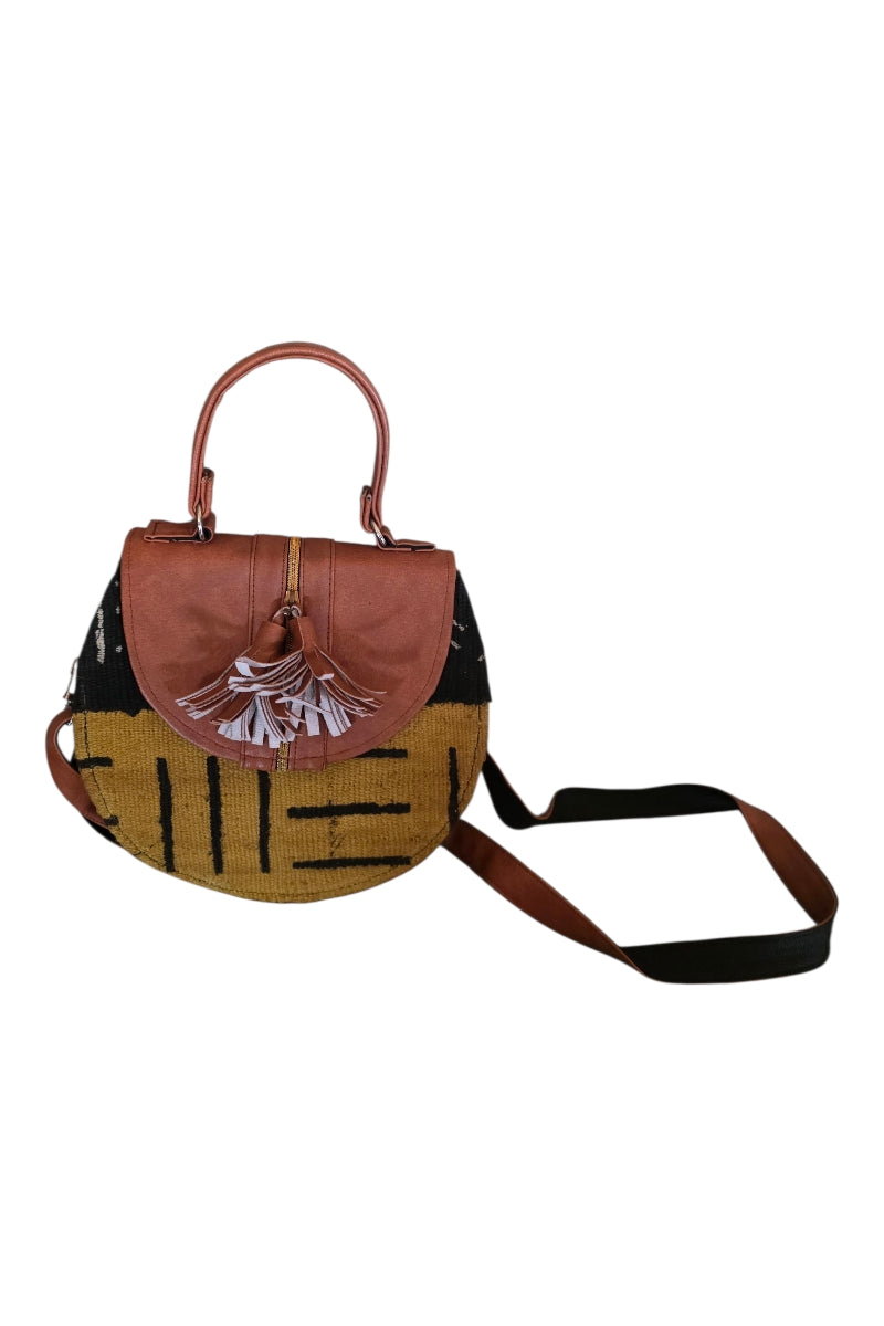 Handmade Ghanaian Mud Cloth and Leather Handbag – A Blend of Tradition and Style