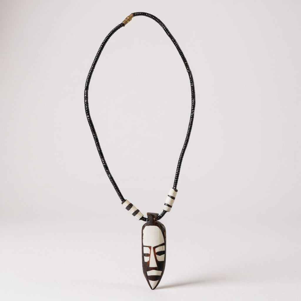 Hand-Carved Kenyan Mask Necklace