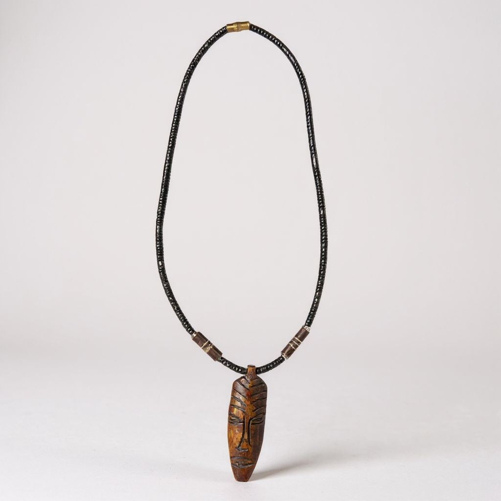 Hand-Carved Kenyan Mask Necklace
