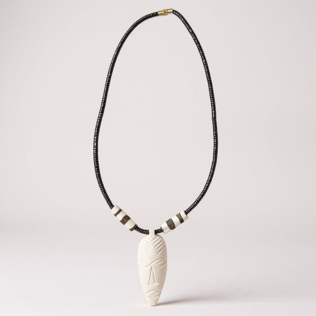 Hand-Carved Kenyan Mask Necklace