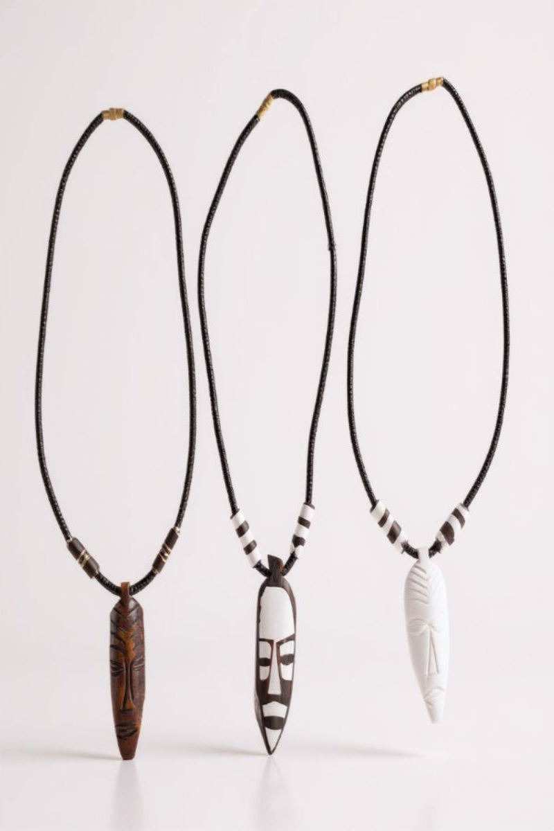 Hand-Carved Kenyan Mask Necklace