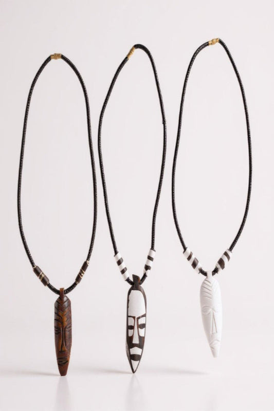Hand-Carved Kenyan Mask Necklace