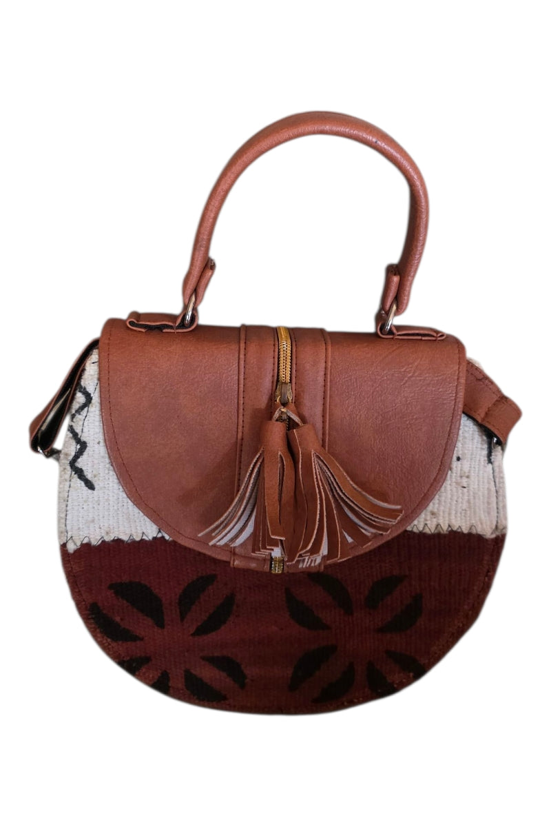 Handmade Ghanaian Mud Cloth and Leather Handbag – A Blend of Tradition and Style