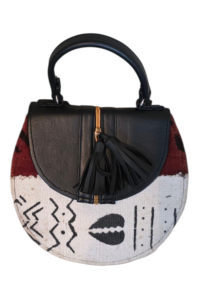 Handmade Ghanaian Mud Cloth and Leather Handbag – A Blend of Tradition and Style